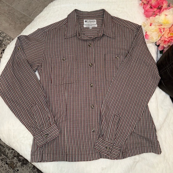 Columbia Tops - 2 x 20$ Columbia Checkered Button-Up Shirt - Black and White Size M